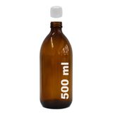 Afracam Amber Ecza Şişesi, 500 ml, Kahverengi Cam, Plastik Contalı Kilit Kapak, Hava ve Sıvı Sızdırmaz, 28mm Ağız Çaplı, Parfüm Demlemek İçin Uygun, 1 Adet (500 ml, Beyaz Kapak)
