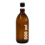 Afracam Amber Ecza Şişesi, 500 ml, Kahverengi Cam, Plastik Contalı Kilit Kapak, Hava ve Sıvı Sızdırmaz, 28mm Ağız Çaplı, Parfüm Demlemek İçin Uygun, 1 Adet (500 ml, Siyah Kapak)