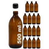 Afracam Amber Ecza Şişesi, 500 ml, Kahverengi Cam, Plastik Contalı Kilit Kapak, Hava ve Sıvı Sızdırmaz, 28mm Ağız Çaplı, Parfüm Demlemek İçin Uygun, 15 Adet (500 ml, Siyah Kapak)