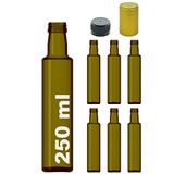 Afracam Kalın Cam Şişe Seti, 250 ml, Yağdanlık Akıtıcılı Kapaklı, Yağlık ve Sirkelik, Kapüşonlu, 6 Adet, Yeniden Kullanılabilir (Yeşil, Dorika (Yuvarlak))