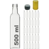 Afracam Maraska Şeffaf 500 ml Kilitli Kapaklı ve Kapüşonlu Boş Cam Şişe 30 Adet