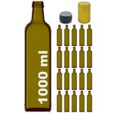 Afracam Maraska Yeşil 1000 ml Kilitli Kapaklı ve Kapüşonlu Boş Cam Şişe 20 Adet