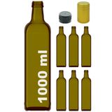 Afracam Maraska Yeşil 1000 ml Kilitli Kapaklı ve Kapüşonlu Boş Cam Şişe 6 Adet