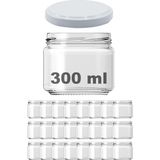 Afracam Metal Beyaz Kapaklı Şeffaf Cam 24x300 ml Kavanoz