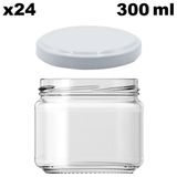 Afracam Metal Beyaz Kapaklı Şeffaf Cam 24x300 ml Kavanoz
