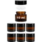 Afracam Mini Amber Cam Kavanoz, 10 ml Hacimli, Sızdırmaz Kapaklı, Krem ve Kozmetik Saklama Kutusu, Lip Balm 6 Adet - 001-Renkli - 1 Adet - 0,21 L