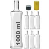 Afracam Piramit Şeffaf 1000 ml Kilitli Kapaklı ve Kapüşonlu Boş Cam Şişe 6 Adet