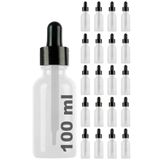 Afracam Şeffaf 100 ml Metal Siyah Sızdırmaz Kapaklı Dropper Damlalık Cam Şişe 20 Adet