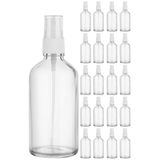 Afracam Şeffaf Kapaklı Beyaz Cam Şişe 20x100 ml Sprey Fısfıs Dezenfektan Kolonya