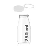 Afracam Süt Ayran Şişesi Şeffaf 250 Ml Plastik Kapaklı Cam Şişe