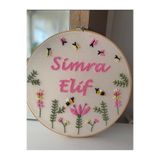 afralya home 25 Cm-bebek/çocuk Odası Isimli Kapı Süsü/punch Nakış Duvar Panosu/bebek Hediyelik Hastane Kapı Süsü