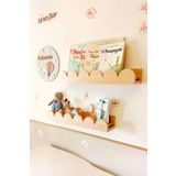 afralya home 2'li Montessori Raf 40 Cm Ahşap Askılık Kitaplık Eğitici Montessori Bebek Çocuk Odası Duvar Rafı