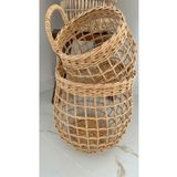 afralya home Çok Amaçlı Sepet 2'li Sepet / Askı Sepet Dekoratif Hasır Sepet /ev Dekorasyon/ Duvar Saksı Çiçeklik