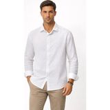 Afri Beyaz Erkek Yarım Oversize Keten Gömlek – Rahat Kesim, Yazlık Nefes Alan Kumaş - XL