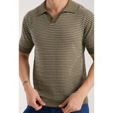 Afri Erkek Polo Yaka Links Örgü Dokulu Yeşil Kısa Kollu Triko Tişört - 2XL
