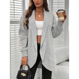 Afri Gri Kadın Spor Ceket – Cepsiz Model, 3 Iplik Şardonlu Kumaş - XL