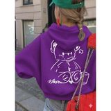 Afri Sevimli Ayıcık Figürlü Rahat Kalıp Çocuk Mor Sweatshirt - 13 - 14 Yaş