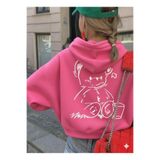 Afri Sevimli Ayıcık Figürlü Rahat Kalıp Çocuk Pembe Sweatshirt