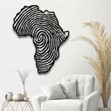 Afrika DNA Metal Duvar Sanatı, Afrika Duvar Sanatı, Parmak İzi Metal Duvar Haritası, Afrika Duvar Dekoru, Afrika Metal Duvar Sanatı, Ev Dekoru, Duvara Asmalı (SİYAH, 80 cm x 66,5 cm)