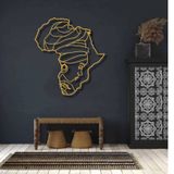 Afrika DNA Metal Duvar Sanatı, Afrikalı Kadın Figür Sanatı, Afrika Duvar Dekoru, Kadın Metal Duvar Haritası, Afrika Metal Duvar Sanatı, Metal Afrika Haritası, Afrika Ev Dekoru (ALTIN, 23.6 "x 21.7")