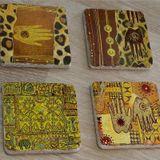 Afrika Etnik Desenler Doğal Taş Bardak Altlığı 4'lü set - Natural Stone Coasters