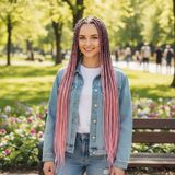 Afrika Örgüsü ve Rasta Için Sentetik Ombreli Saç - Siyah / Pudra Pembe - Yok - Renkli