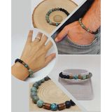 Afrika Turkuaz & Oniks Taşı 8mm Unisex Tasarım Bileklik Hawaii Model (3871)