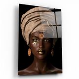 Afrikalı Kadın Cam Tablo