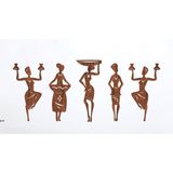 Afrikalı Kadınlar Ceviz Doğal Ahşap Kaplama 5 Parça Duvar Sanatı, Etnik Otantik Salon ve Ev Dekoru, 30 cm (Yükseklik)