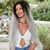 Afro Daa Fiber Sen Tül Peruk / Siyah / Gri Ombreli