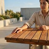 Afro Garden Kutana Bahçe Balkon Masa Tablası Serisi - Suya Dayanıklı Masif Teak Ağacı - 40*40 cm