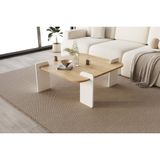 Afrolli Dekoratif Natural Desen Orta Sehpa, Beyaz