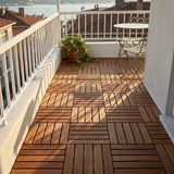 AfroTeak Balkon Ahşap Deck Döşeme Geçmeli Yer Karosu - Dış Mekan Teak Zemin Kaplama 30X30CM Tik Ağacı