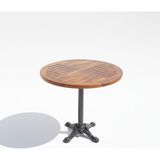 Afroteak Yuvarlak Elegance A-Sınıfı Masif Teak Masa 80 cm | Bistro Serisi Ağır Döküm Ayaklı