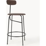 Afteroom Deri Bar Taburesi - Bej, Metal Ayaklı, Minimalist Tasarım - Siyah - Ahşap Rengi