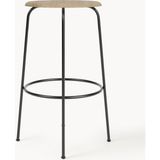 Afteroom Deri Bar Taburesi - Siyah, Minimalist Metal Ayaklı - Siyah - Ahşap Rengi