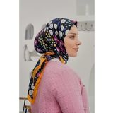 Afvente Çiçek Desen Sarı Soft Pamuk Eşarp