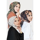 AFVENTE Dallı,Mermer,Geometrik Desen Soft Pamuk Eşarp 3 Al 2 Öde