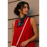 Afvente Damla Desen Siyah-Beyaz Soft Bandana Fular 50X50 cm - Siyah - Beyaz