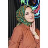 AFVENTE Etnik Yıldız Desen Zümrüt Soft Pamuk Eşarp