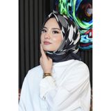 AFVENTE Geometrik Desen Siyah - Beyaz Soft Pamuk Eşarp