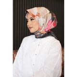 Afvente Gül Desen Turuncu Soft Pamuk Eşarp - 95 x 95 cm