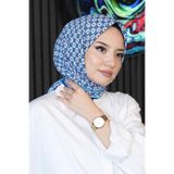 AFVENTE İznik Dokusu Desen Buz Mavi Soft Pamuk Eşarp