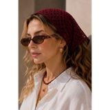 AFVENTE Kadın File Örgü Bordo Triko Bandana