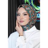 Afvente Kiraz Çiçeği Desen Mavi Soft Pamuk Eşarp - 95 x 95 cm