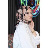 Afvente Lotus Desen Açık Pembe Soft Pamuk Eşarp - 95 x 95 cm