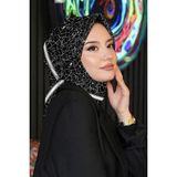 Afvente Mermer Desen Beyaz Soft Pamuk Eşarp - 95 x 95 cm