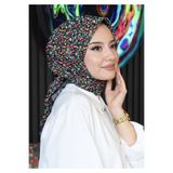 AFVENTE Mini Çiçek Desen Fuşya Soft Pamuk Eşarp