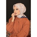 Afvente Mini Çiçek Desen İndigo Soft Pamuk Eşarp - 95 x 95 cm