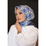 Afvente Mozaik Desen Lacivert Soft Pamuk Eşarp - 95 x 95 cm